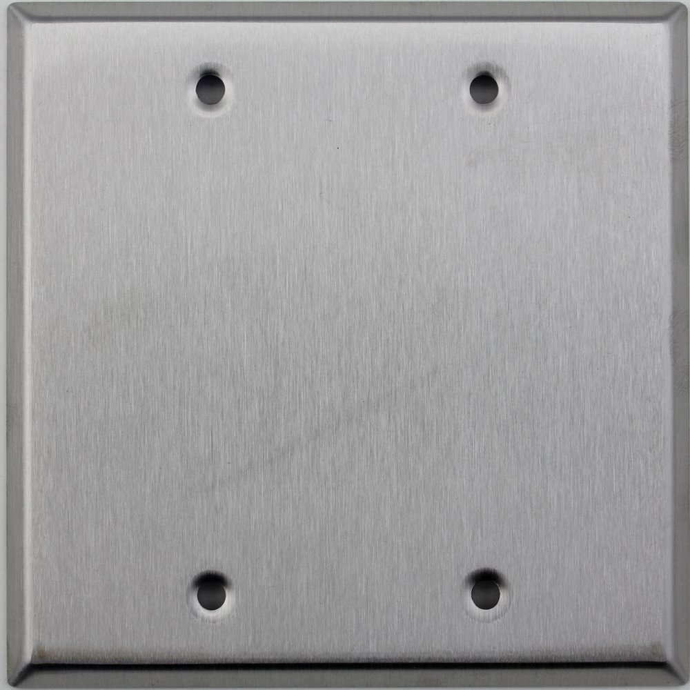 Brushed Satin Stainless Steel 2 Gang Blank Wall Plate- 2 Blank
