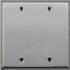 Brushed Satin Stainless Steel 2 Gang Blank Wall Plate- 2 Blank view 1