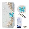 STENES Bling Case Compatible with Google Pixel Case - 3D Handmade Crystal Leaf Wallet Credit Card Slots Fold Stand Leather Cover Compatible with Google Pixel with Screen Protector - Green view 1