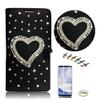 STENES Bling Phone Case Compatible with Google Pixel 2 Case - Stylish - 3D Handmade Crystal Heart Design Wallet Credit Card Slots Fold Media Stand Leather Cover with Screen Protector - Black view 1