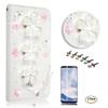 STENES Bling Case Compatible with Google Pixel Case - 3D Handmade Crystal Floral Tassel Pendant Wallet Stand Leather Cover Compatible with Google Pixel with Screen Protector - White view 1