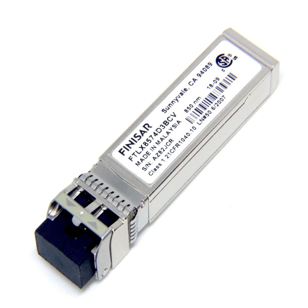 Finisar SFP+ Module - For Optical Network, Data Networking - 1 LC Duplex 10GBase-SR/SW Network - Optical Fiber Multi-mode - 10 Gigabit Ethernet, Gigabit Ethernet - 10GBase-SR/SW, 1000Base-SX - Hot-plu