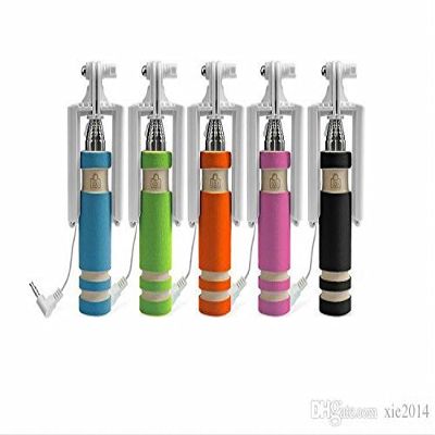 Light weight Super Mini Extendable Audio Cable Wired Mobile Phone Stick Handheld Selfie Monopod for iphone 5 6 6s