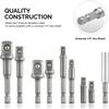 NEIKO 00257 Socket Adapter Extension Drill-Bit Set, Includes 1/4-, 3/8-, and 1/2-Inch Drives, Made with CrV Steel, 9-Piece Extension Set, Includes a Magnetic Bit Holder view 2