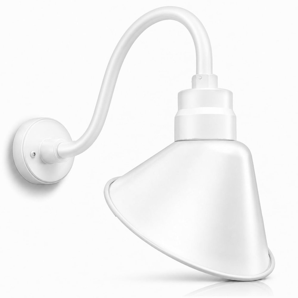 10in. White Outdoor Angle Shade Gooseneck Sign Light, 5000K Cool White Arm