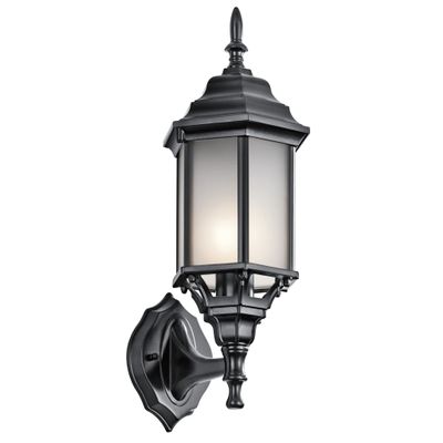 Kichler Chesapeake 17" 1 Light Outdoor Wall Light with Satin Etched Glass in Black