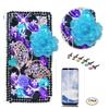 STENES Bling Case Compatible with Google Pixel XL Case - 3D Handmade Crystal Rose Butterfly Flowers Wallet Credit Card Slots Fold Stand Leather Cover with Screen Protector - Violet view 1