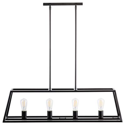 Linea di Liara Lorenzi Farmhouse Rectangle Chandeliers for Dining Room Light Fixture Over Table Dark Bronze 4-Light Fixtures Modern Linear Chandelier Island Lights for Kitchen Lighting, Bulbs Included