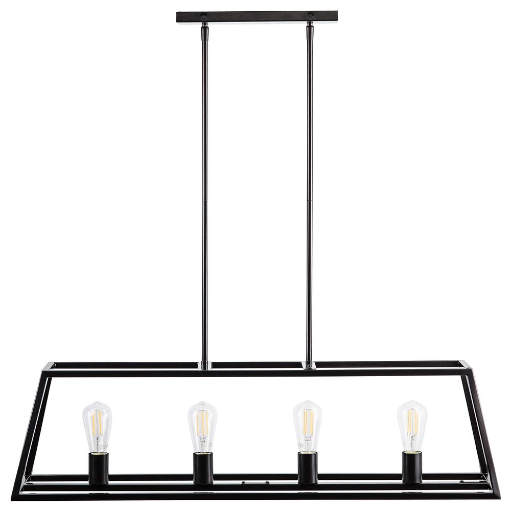 Linea di Liara Lorenzi Farmhouse Rectangle Chandeliers for Dining Room Light Fixture Over Table Dark Bronze 4-Light Fixtures Modern Linear Chandelier Island Lights for Kitchen Lighting, Bulbs Included