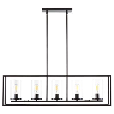 Linea di Liara Bronze Farmhouse Rectangle Chandeliers for Dining Room Light Fixture Over Table Verona 5-Light Fixtures Modern Linear Chandelier Island Lights for Kitchen Lighting, LED Bulbs Included