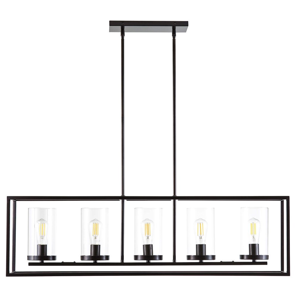 Linea di Liara Bronze Farmhouse Rectangle Chandeliers for Dining Room Light Fixture Over Table Verona 5-Light Fixtures Modern Linear Chandelier Island Lights for Kitchen Lighting, LED Bulbs Included