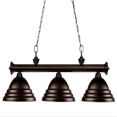 Z-Lite 200-3BRZ-SBRZ Riviera Three Light Billiard, Steel Frame, Bronze Finish and Bronze Shade of Metal Material