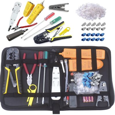 UbiGear Network/Phone Cable Finder/Toner/Probe/Tracer/Tester + RJ11/RJ12/RJ45 Crimp Crimper + 100 Pcs RJ45 CAT5e Connector Plug/Boots Network Tool Kits (PremiumTester)
