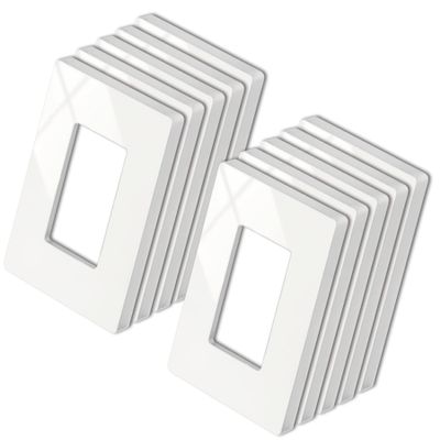 BESTTEN 10 Pack 1-Gang Decorator Screwless Wall Plate, Gloss Off White