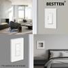BESTTEN 10 Pack 1-Gang Decorator Screwless Wall Plate, Gloss Off White view 2