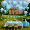 Pack of 3 Stripy Hot Air Balloon Paper Lantern Wedding Party Decoration Craft Lamp Shade (Light Blue, 16" (40CM)) view 2