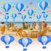 Pack of 3 Stripy Hot Air Balloon Paper Lantern Wedding Party Decoration Craft Lamp Shade (Blue, 16" (40CM)) view 2