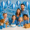 Pack of 3 Stripy Hot Air Balloon Paper Lantern Wedding Party Decoration Craft Lamp Shade (Blue, 16" (40CM)) view 3