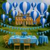 Pack of 3 Stripy Hot Air Balloon Paper Lantern Wedding Party Decoration Craft Lamp Shade (Blue, 16" (40CM)) view 4