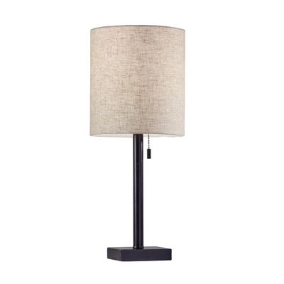 Adesso 1546-22 Liam Table Lamp, 22 in., 60 W Incandescent/13 W CFL, Dark Bronze/Natural, 1 Bronze Lamp