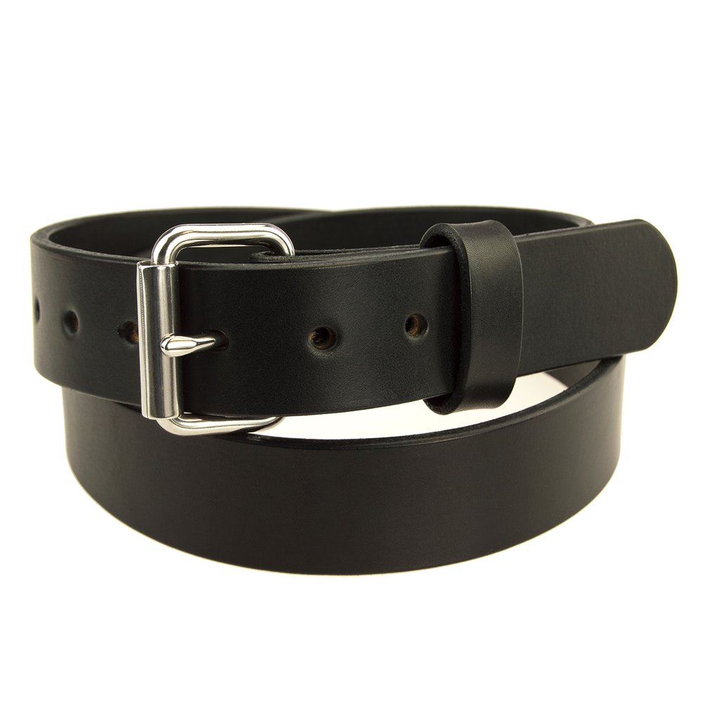 Nohma Leather - 1 1/2" LEATHER CCW Concealed Carry Gun Belt - Heavy Duty Work Belt 14 oz. Full Grain Leather (Black, 50" (Size 46 Pants-Check sizing guide))