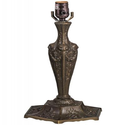 Meyda Tiffany 158575 Transitional One Light Table Base from Lion Head Collection in Bronze/Dark Finish, 8.50 inches, Antique Brass
