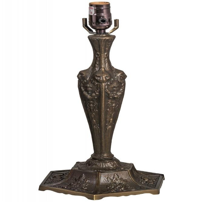 Meyda Tiffany 158575 Transitional One Light Table Base from Lion Head Collection in Bronze/Dark Finish, 8.50 inches, Antique Brass