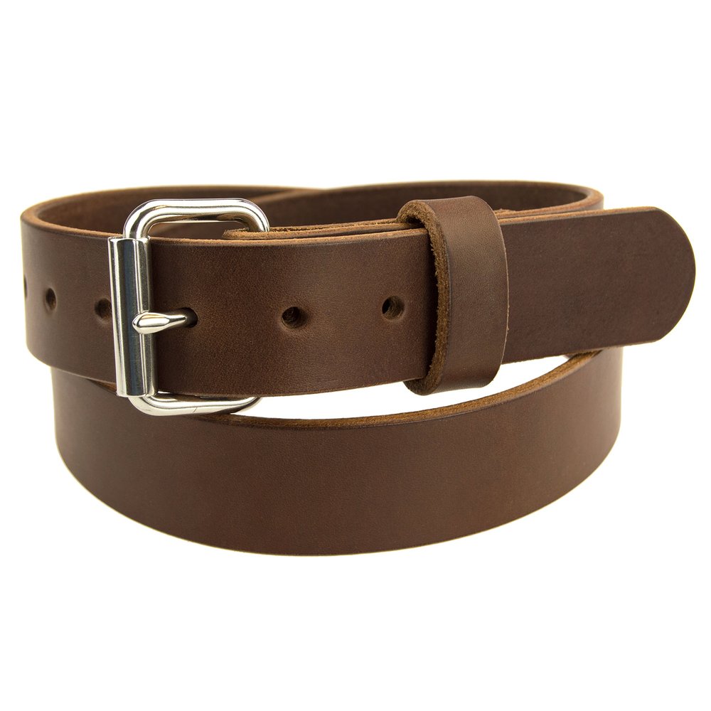 Nohma Leather - 1 1/2" LEATHER CCW Concealed Carry Gun Belt - Heavy Duty Work Belt 14 oz. Full Grain Leather (Brown, 42" (Size 38 Pants-Check sizing guide))