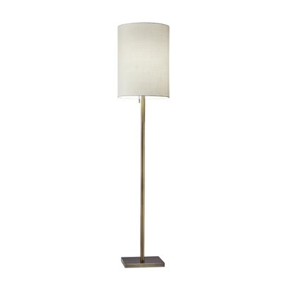 Adesso Floor Lamp, Antique Brass & Beige Fabric, Modern Design, 60.5
