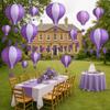 Pack of 3 Stripy Hot Air Balloon Paper Lantern Wedding Party Decoration Craft Lamp Shade (Purple, 16" (40CM)) view 2