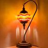 SILVERFEVER Handcrafted Mosaic Turkish Lamp Moroccan Glass Table Desk Bedside Light Bronze Base with E12 Bulb (Red Yellow Lines Lattern) view 1