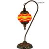 SILVERFEVER Handcrafted Mosaic Turkish Lamp Moroccan Glass Table Desk Bedside Light Bronze Base with E12 Bulb (Red Yellow Lines Lattern) view 2