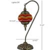 SILVERFEVER Handcrafted Mosaic Turkish Lamp Moroccan Glass Table Desk Bedside Light Bronze Base with E12 Bulb (Red Yellow Lines Lattern) view 3