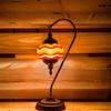 SILVERFEVER Handcrafted Mosaic Turkish Lamp Moroccan Glass Table Desk Bedside Light Bronze Base with E12 Bulb (Red Yellow Lines Lattern) view 4