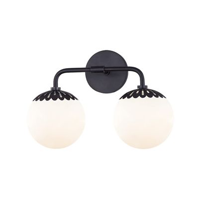 Mitzi H193302-OB Paige - 2-Light Bath Light - Old Bronze Finish - Opal Glossy Glass Shade