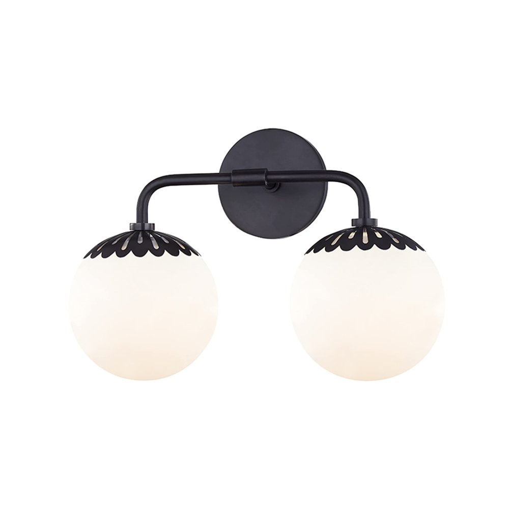 Mitzi H193302-OB Paige - 2-Light Bath Light - Old Bronze Finish - Opal Glossy Glass Shade