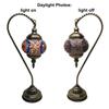 SILVERFEVER Handcrafted Mosaic Turkish Lamp Moroccan Glass Table Desk Bedside Light Bronze Base with E12 Bulb (Red Yellow Starburst Latter) view 3