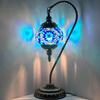 SILVERFEVER Handcrafted Mosaic Turkish Lamp Moroccan Glass Table Desk Bedside Light Bronze Base with E12 Bulb (Blue Snowflake Lattern) view 1