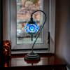 SILVERFEVER Handcrafted Mosaic Turkish Lamp Moroccan Glass Table Desk Bedside Light Bronze Base with E12 Bulb (Blue Snowflake Lattern) view 4
