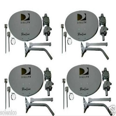 LOT 4 Slimline DIRECTV DTV Dish Antennas KA/KU HD MPEG4 W/MONOPOLES NO LNBF