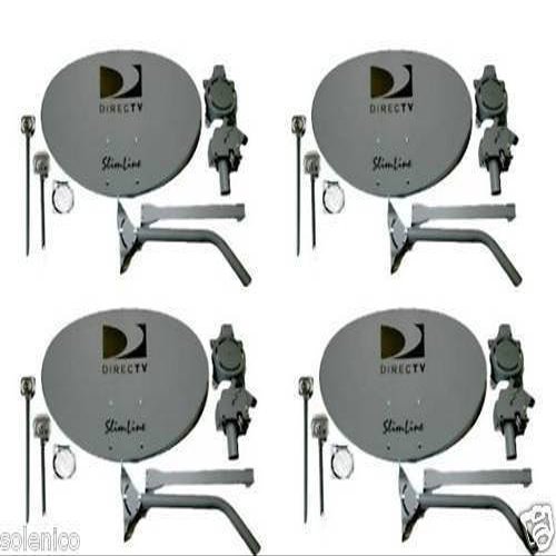 LOT 4 Slimline DIRECTV DTV Dish Antennas KA/KU HD MPEG4 W/MONOPOLES NO LNBF