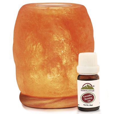 Himalayan Glow Natural Aroma Therapy Hand Carved Crystal Salt Lamp with Neem Wooden Base, Salt Lamp LED Bulb, (ETL Certified)