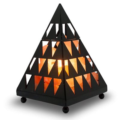 Himalayan Glow Pyramid Style Crystal Salt Night Light lamp with Pink Salt Chunks, Salt Lamp Bulb,(ETL Certified) Dimmer Switch, Unique Lightening Ambience