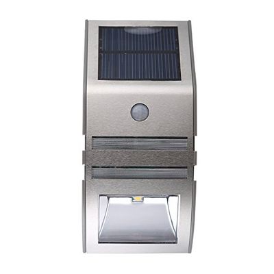 elecfan Solar Powered Outdoor Light,Durable Stainless Steel Outsides, Motion Sensor Wall Light, Improve Security Lamp for Garden, Lawn, Outdoor - White