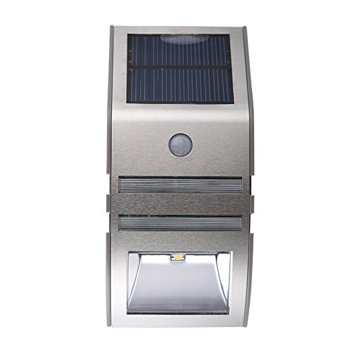 elecfan Solar Powered Outdoor Light,Durable Stainless Steel Outsides, Motion Sensor Wall Light, Improve Security Lamp for Garden, Lawn, Outdoor - White