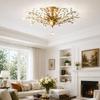 Garwarm 5-Light Gold Crystal Chandelier, Vintage Flush Mount Ceiling Light view 4