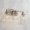 Mencino 20" Wide Satin Nickel and Clear Glass Bath Wall 3-Light Fixture view 1