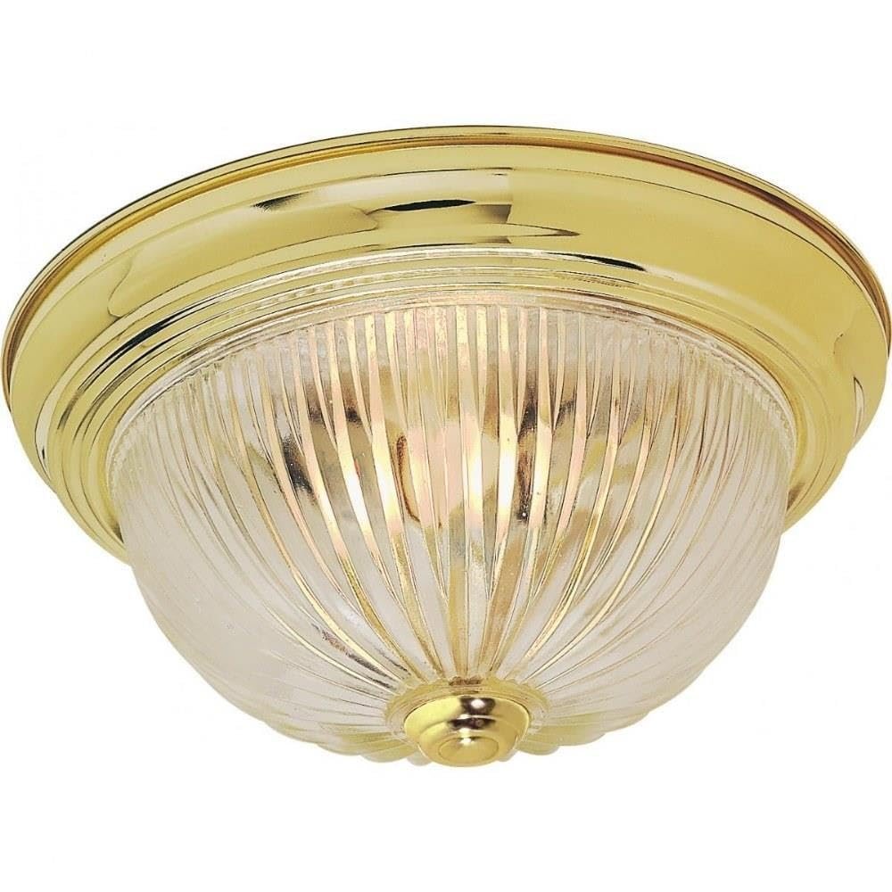 Nuvo Lighting 60-6016 Traditional Two Light Flush Mount in Brass - Polished/Cast Finish, 13.25 inches