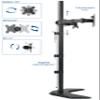 VIVO Dual 13 to 27 inch LED LCD Monitor Free-Standing Desk Stand, Holds 2 Screens, Heavy-Duty Fully Adjustable Arms with Max VESA 100x100mm, Extra Tall 40 inch Pole, Black, STAND-V012F view 3
