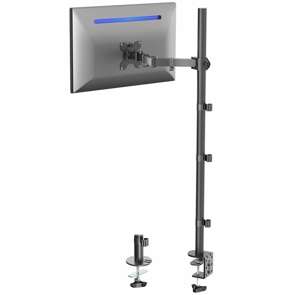 VIVO Extra Tall Single Monitor Desk Mount, 39 inch Pole VESA Stand for 13 to 32 inch Screens and up to 38 inch Ultrawides, Holds 22 lbs, Black, STAND-V011